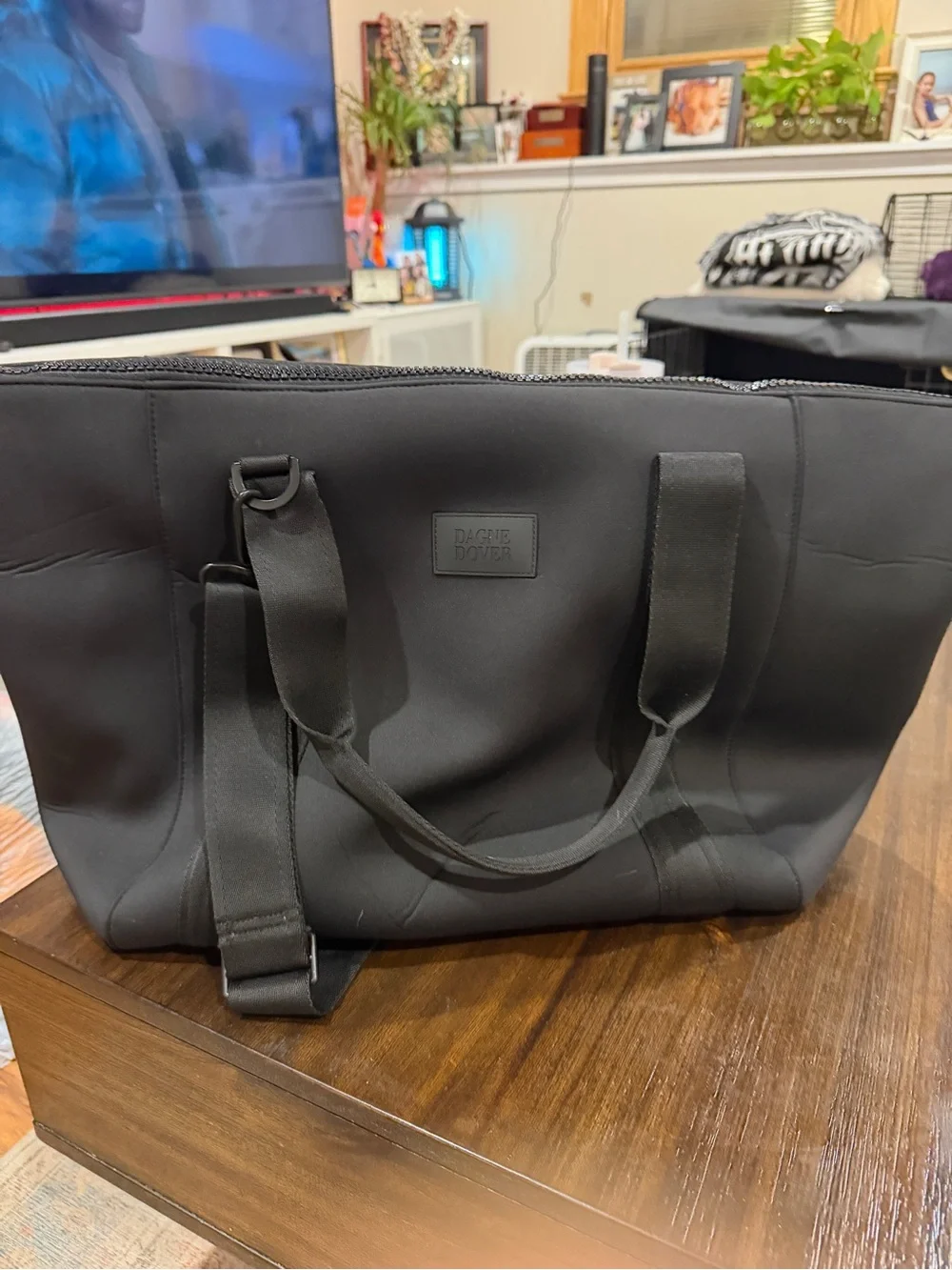 Men's Black Neoprene Duffel Bag with Dual Carry Straps